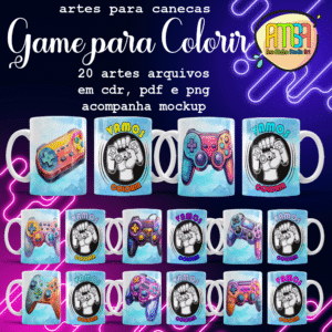 ESTAMPAS GAMER PARA COLORIR CANECAS