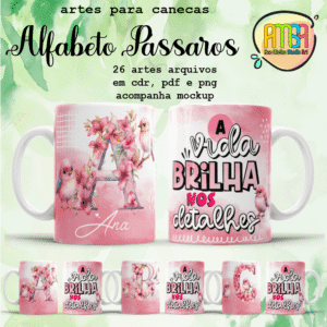 ESTAMPAS ALFABETO PÁSSAROS CANECAS