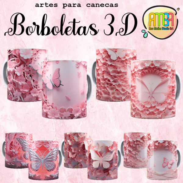 ESTAMPAS BORBOLETAS 3D CANECAS - Image 2