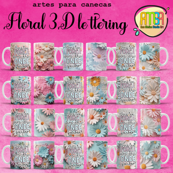 ESTAMPAS FLORAL 3D LETTERING CANECAS - Image 2