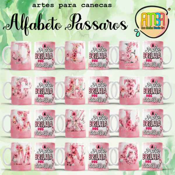 ESTAMPAS ALFABETO PÁSSAROS CANECAS - Image 2