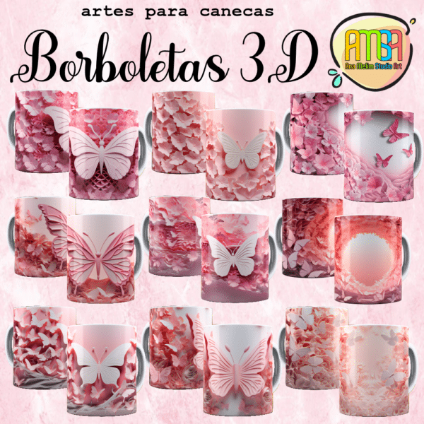 ESTAMPAS BORBOLETAS 3D CANECAS - Image 3