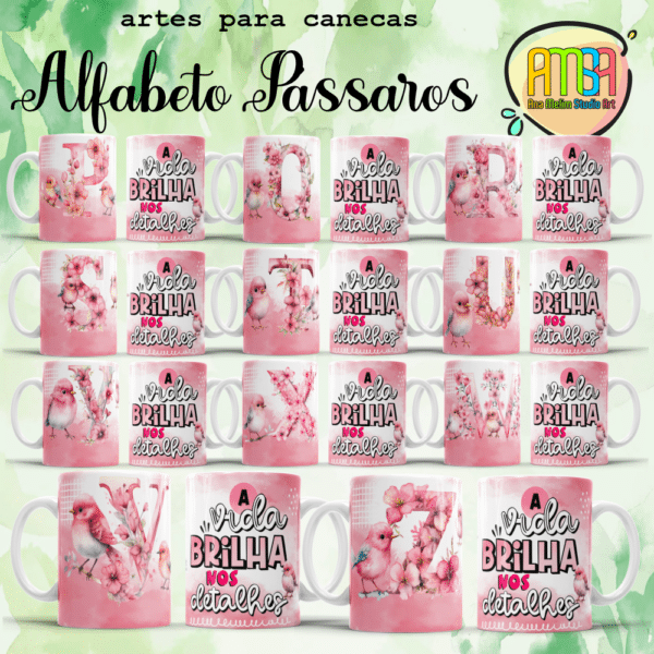 ESTAMPAS ALFABETO PÁSSAROS CANECAS - Image 3