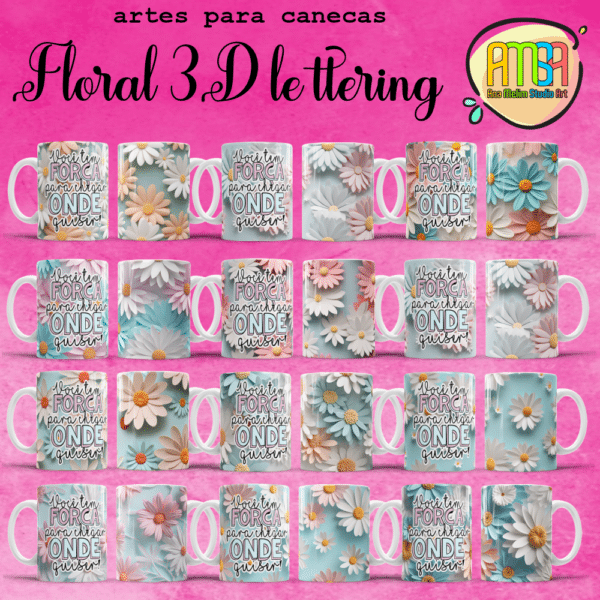 ESTAMPAS FLORAL 3D LETTERING CANECAS - Image 3