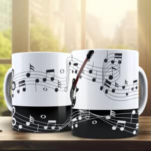 ESTAMPA NOTAS MUSICAIS CANECA