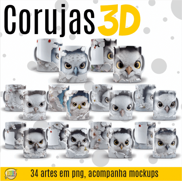 ESTAMPA PROFESSOR CORUJA 3D CANECAS