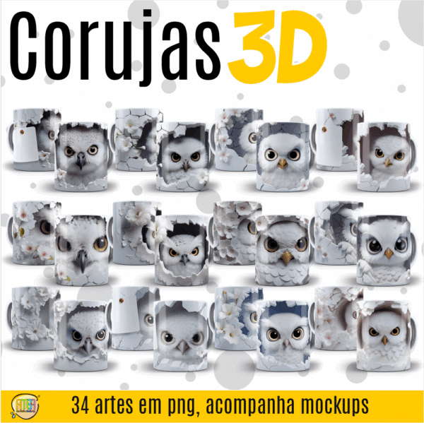 ESTAMPA PROFESSOR CORUJA 3D CANECAS - Imagem 2