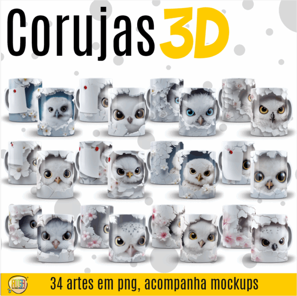 ESTAMPA PROFESSOR CORUJA 3D CANECAS - Imagem 3