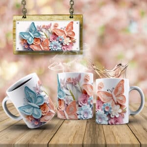 ESTAMPAS BORBOLETINHAS 3D CANECAS