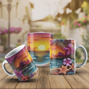 ESTAMPAS PRAIA COLORIDA 3D CANECAS
