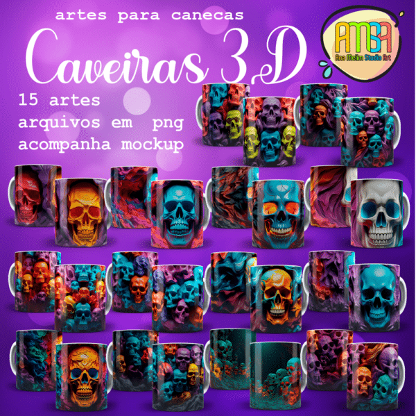 ESTAMPAS CAVEIRA 3D CANECAS
