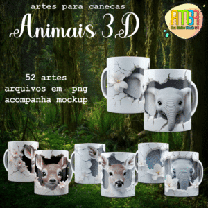 ESTAMPAS ANIMAIS 3D CANECAS