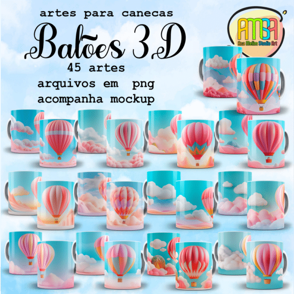 ESTAMPAS BALÕES 3D CANECAS