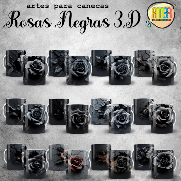 ESTAMPAS ROSAS NEGRAS 3D CANECAS - Image 2