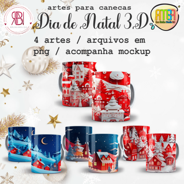 ESTAMPA DIA DE NATAL 3D CANECAS