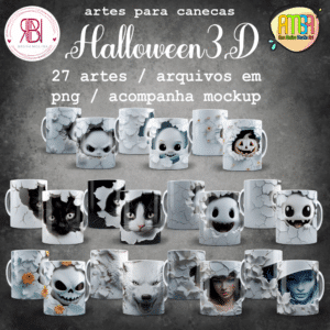 PACOTE HALLOWEEN 3D CANECAS