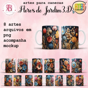 ESTAMPAS FLORES DO JARDIM 3D CANECAS