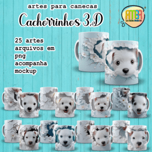 ESTAMPAS CACHORRINHOS 3D CANECAS