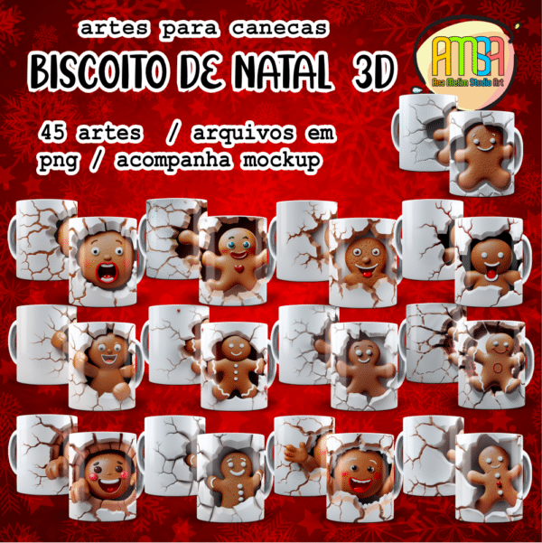 ESTAMPAS BONECOS DE NATAL 3D CANECAS