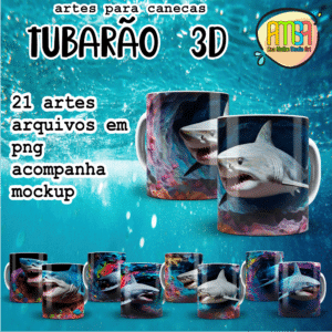 ESTAMPAS TUBARÃO 3D CANECAS