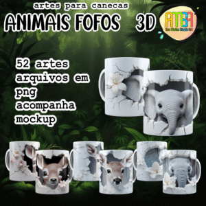 ESTAMPAS ANIMAIS FOFOS 3D CANECAS