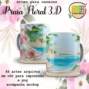 ESTAMPAS PRAIA FLORAL 3D CANECAS