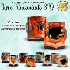 ESTAMPAS LIVROS ENCANTADOS 3D CANECAS