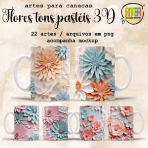 ESTAMPAS FLORES TONS PASTEIS 3D CANECAS