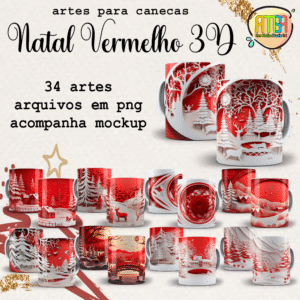 ESTAMPAS NATAL VERMELHO 3D CANECAS