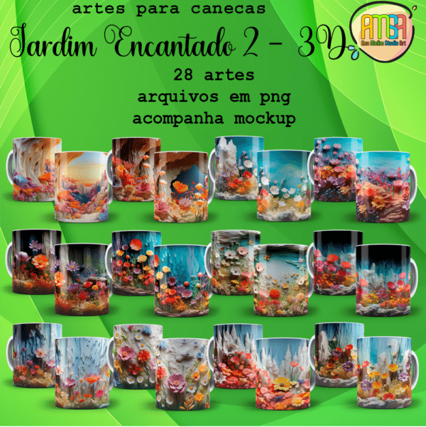 ESTAMPAS JARDIM ENCANTADO 2 3D CANECAS