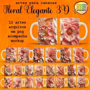 ESTAMPAS FLORAL ELEGANTE 3D CANECAS