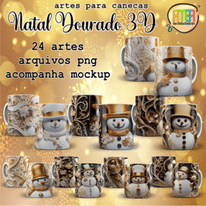 ESTAMPA NATAL DOURADO 3D CANECAS