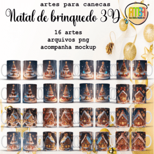 ESTAMPAS NATAL DE BRINQUEDO 3D CANECAS