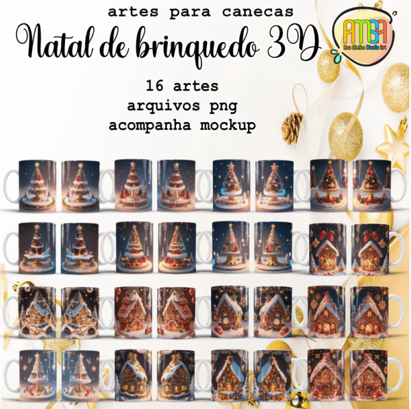 ESTAMPAS NATAL DE BRINQUEDO 3D CANECAS