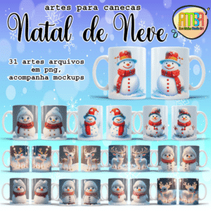 ESTAMPAS NATAL DE NEVE CANECAS 3D
