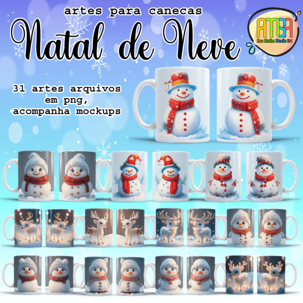 ESTAMPAS NATAL DE NEVE CANECAS 3D