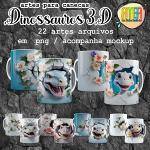ESTAMPAS DINOSSAURO 3D CANECAS