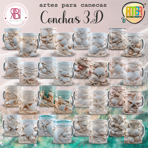 ESTAMPAS CONCHAS 3D CANECAS - Imagem 2