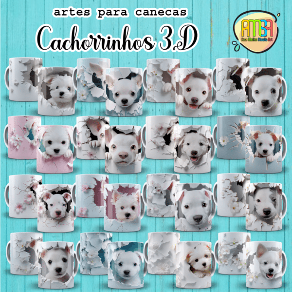 ESTAMPAS CACHORRINHOS 3D CANECAS - Image 2