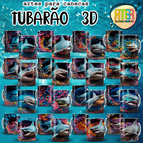 ESTAMPAS TUBARÃO 3D CANECAS - Image 2
