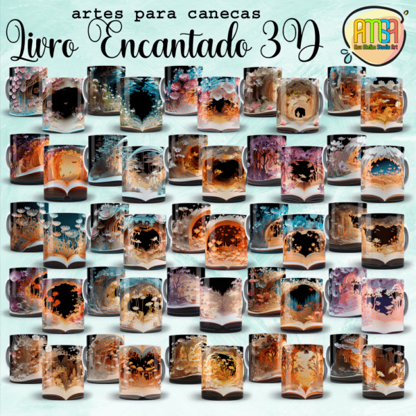 ESTAMPAS LIVROS ENCANTADOS 3D CANECAS - Image 2