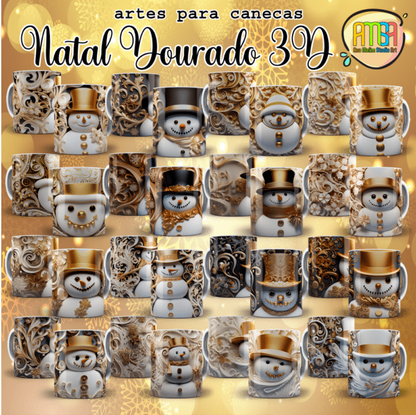 ESTAMPA NATAL DOURADO 3D CANECAS - Image 2