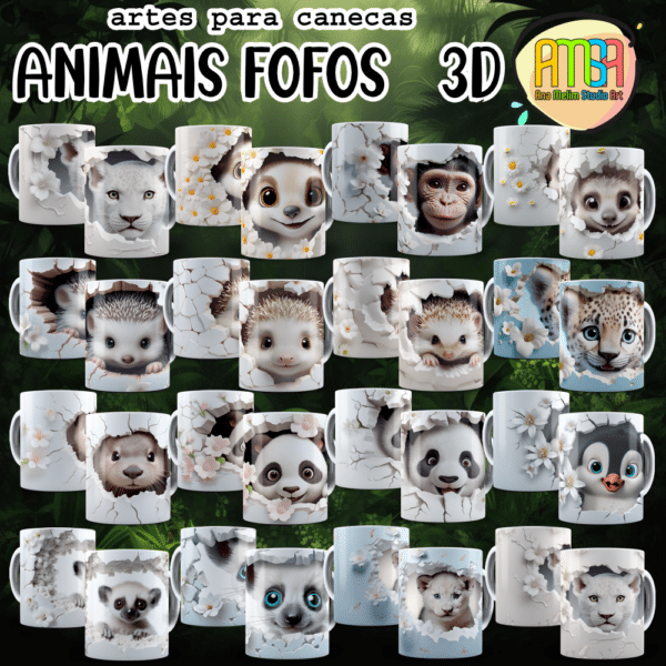 ESTAMPAS ANIMAIS FOFOS 3D CANECAS - Image 3