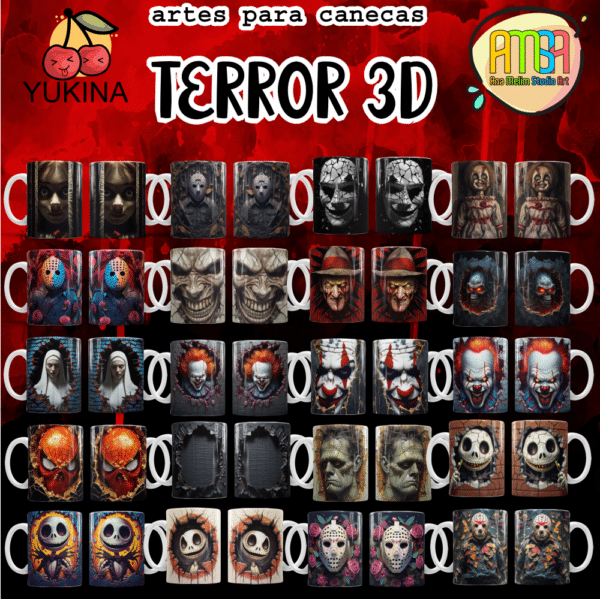 ESTAMPAS TERROR 3D ANA MELIM E YUKINA PARA CANECAS - Image 3