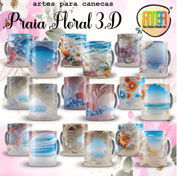 ESTAMPAS PRAIA FLORAL 3D CANECAS - Image 3
