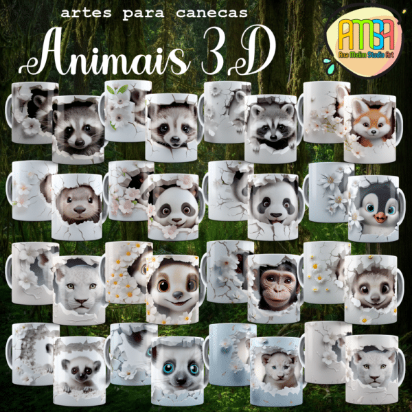 ESTAMPAS ANIMAIS 3D CANECAS - Image 3