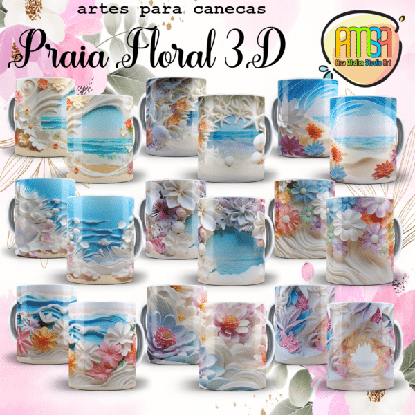 ESTAMPAS PRAIA FLORAL 3D CANECAS - Image 4