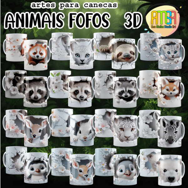 ESTAMPAS ANIMAIS FOFOS 3D CANECAS - Image 4