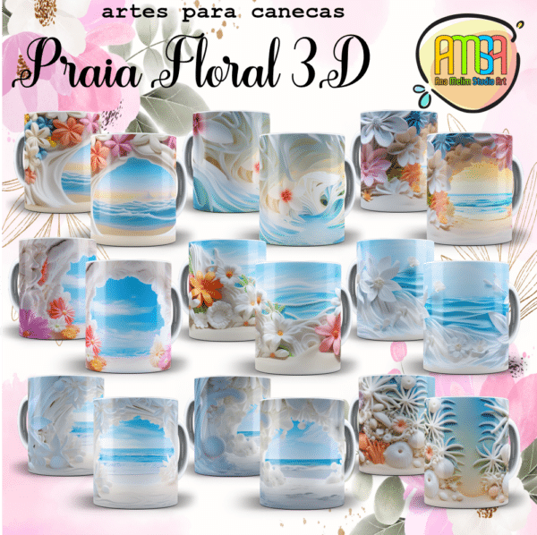 ESTAMPAS PRAIA FLORAL 3D CANECAS - Image 6