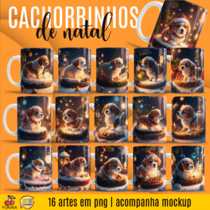ESTAMPA CACHORRINHO DE NATAL 3D CANECAS